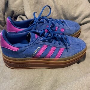 Adidas Women's Platform Gazelle Blue and Purple Sneakers